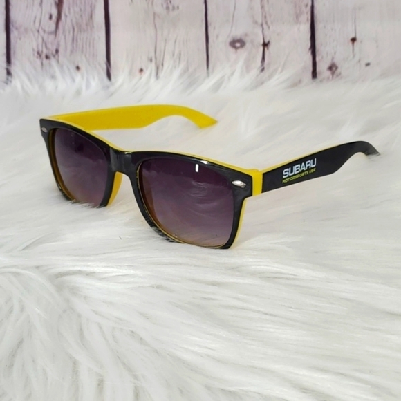 Subaru Motorsports Moto Auto Classic Square Frame Black Yellow Sunglasses Mens - Picture 9 of 11